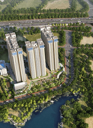 Aerial view of sustainable community